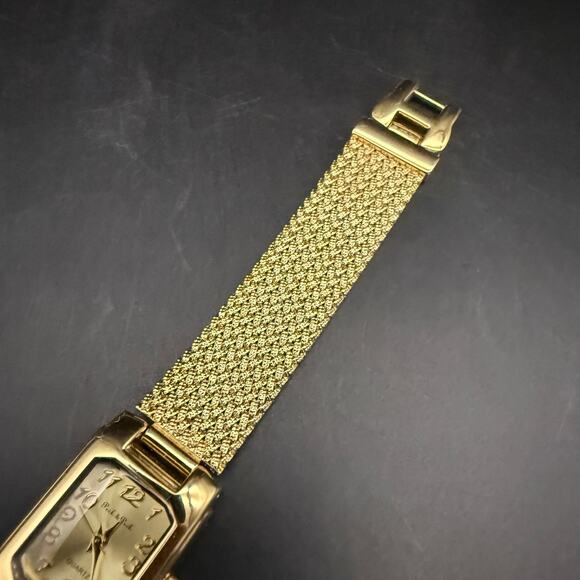 Vintage Peck & Peck Quartz Wristwatch Watch Timepiece Square Mesh Gold Tone main image 8